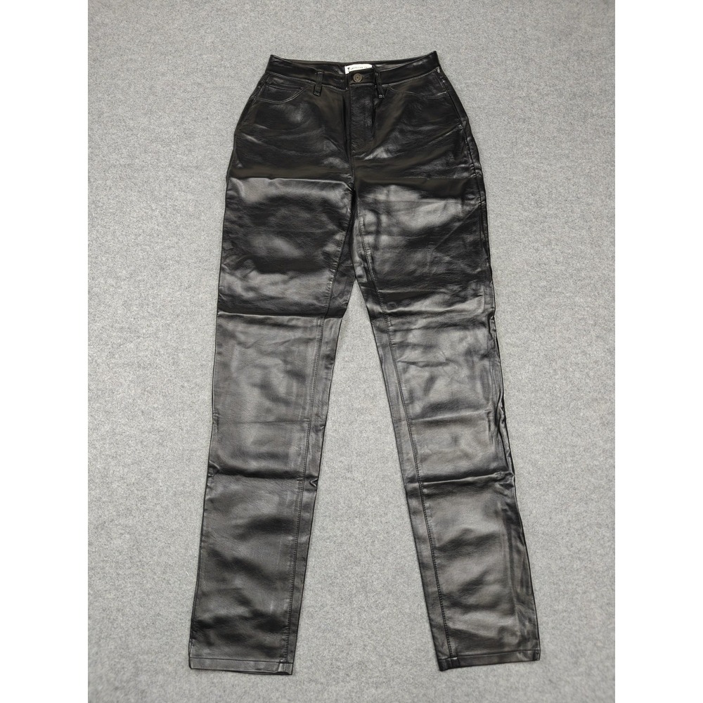 American Tall Pants Mens 30x35 Black Faux‎ Leather Chino 5 Pocket Straight Leg